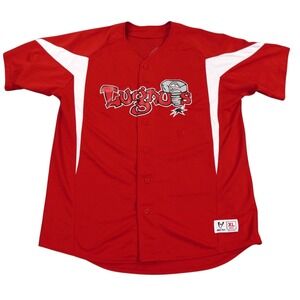Lansing Lugnuts High Five Baseball Jersey Mens XL Red MiLB Oakland Athletics